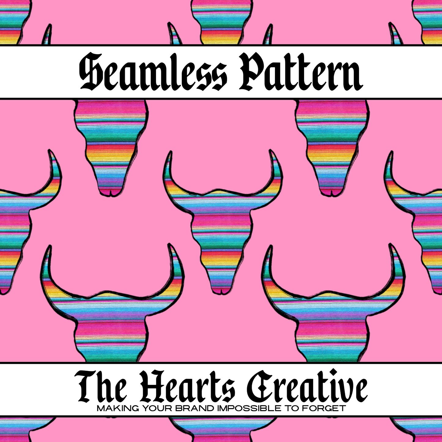 Pink Serape Skull Seamless Pattern