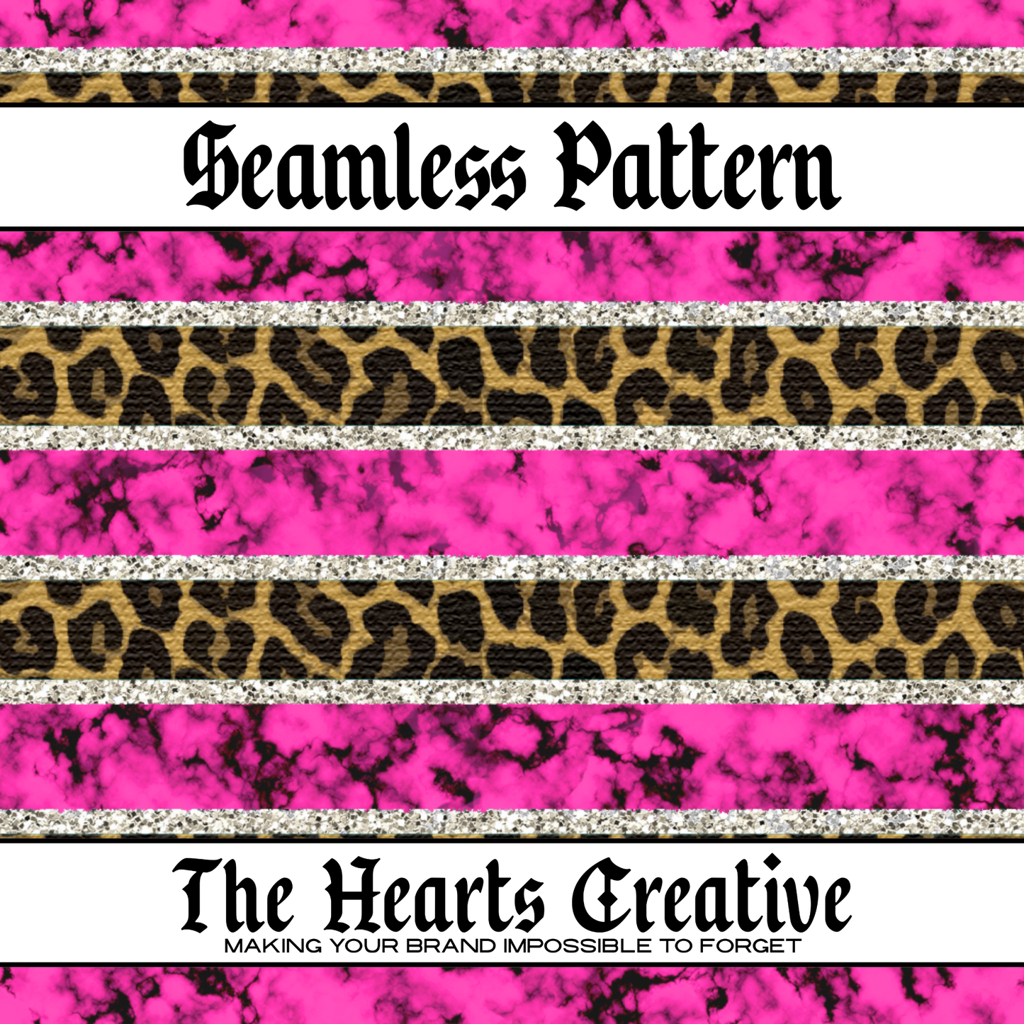 Pink Leopard Glitter Stripe Seamless Pattern