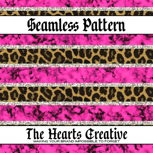 Pink Leopard Glitter Stripe Seamless Pattern