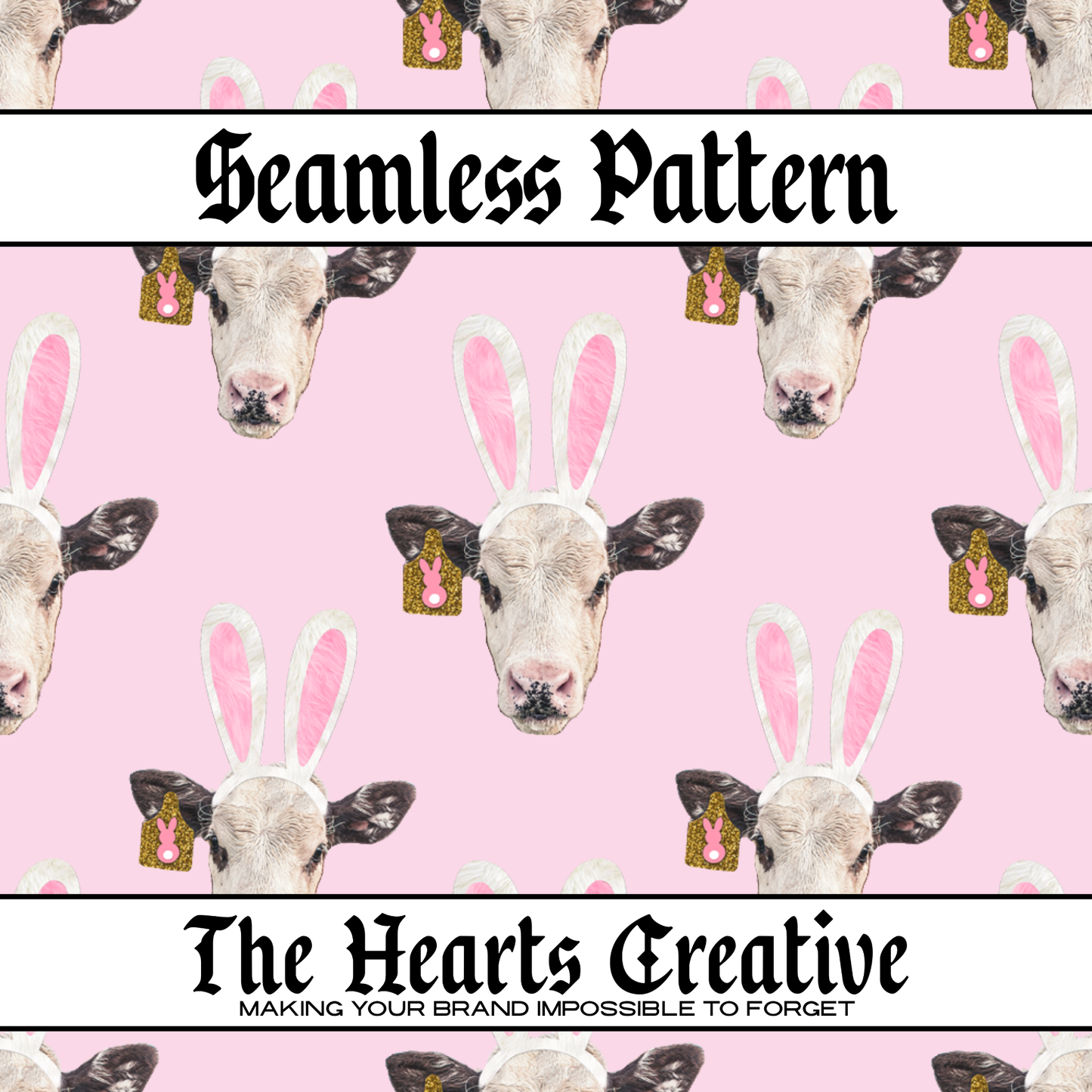 Easter Bunny Cows Seamless Pattern