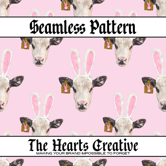 Easter Bunny Cows Seamless Pattern