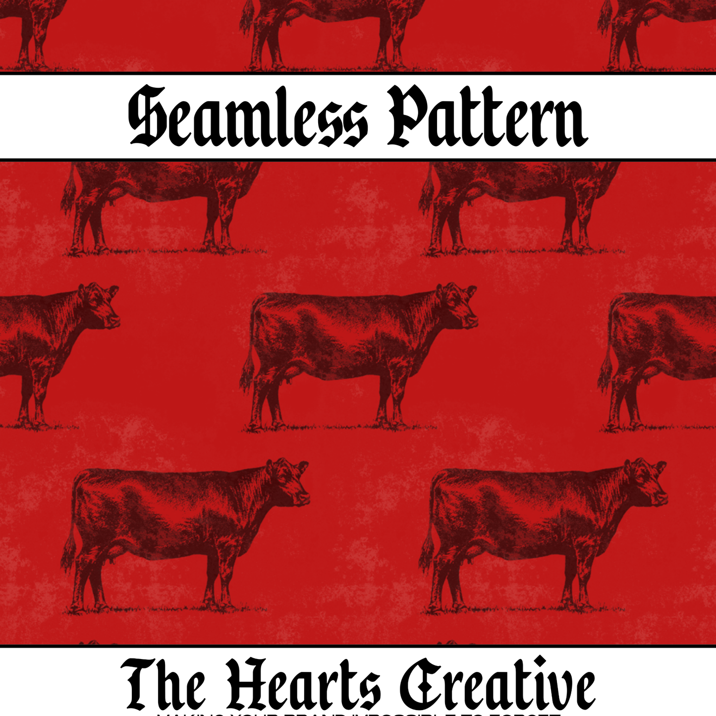 Distressed Cows Red Seamless Pattern