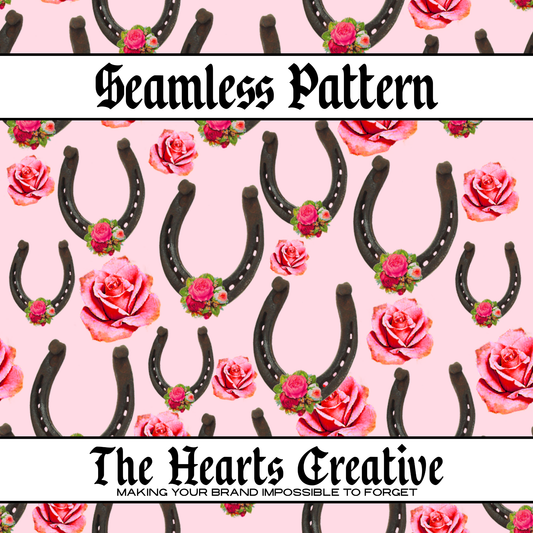 Pink Floral Horseshoe Seamless Pattern