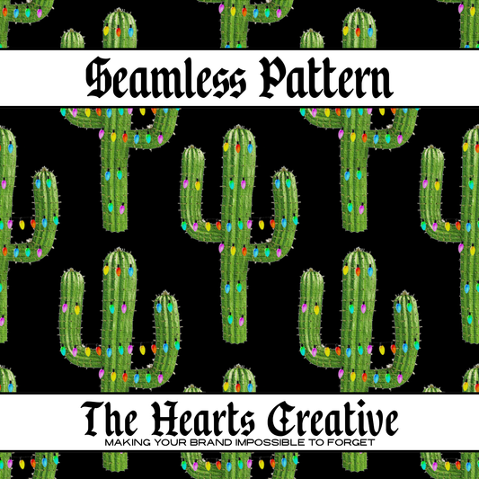 Christmas Cactus Black Seamless Pattern