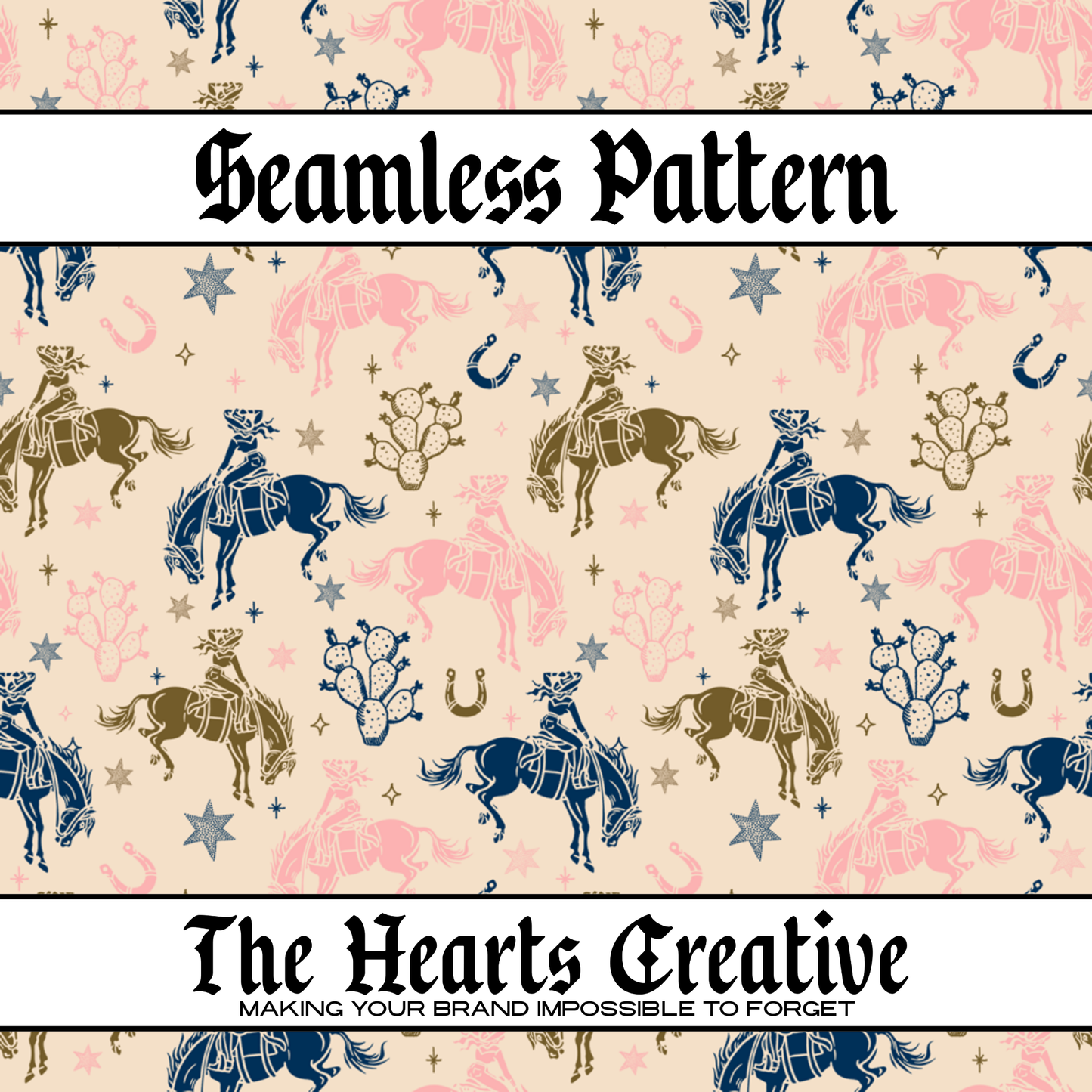 Pink & Navy Cowgirl Mix Seamless Pattern