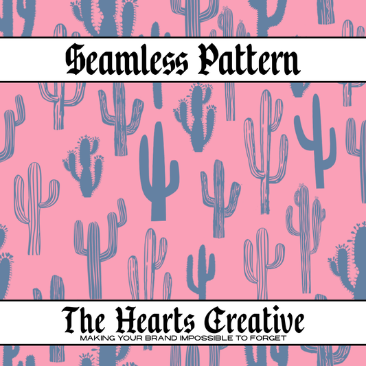 Pink & Navy Cactus Seamless Pattern