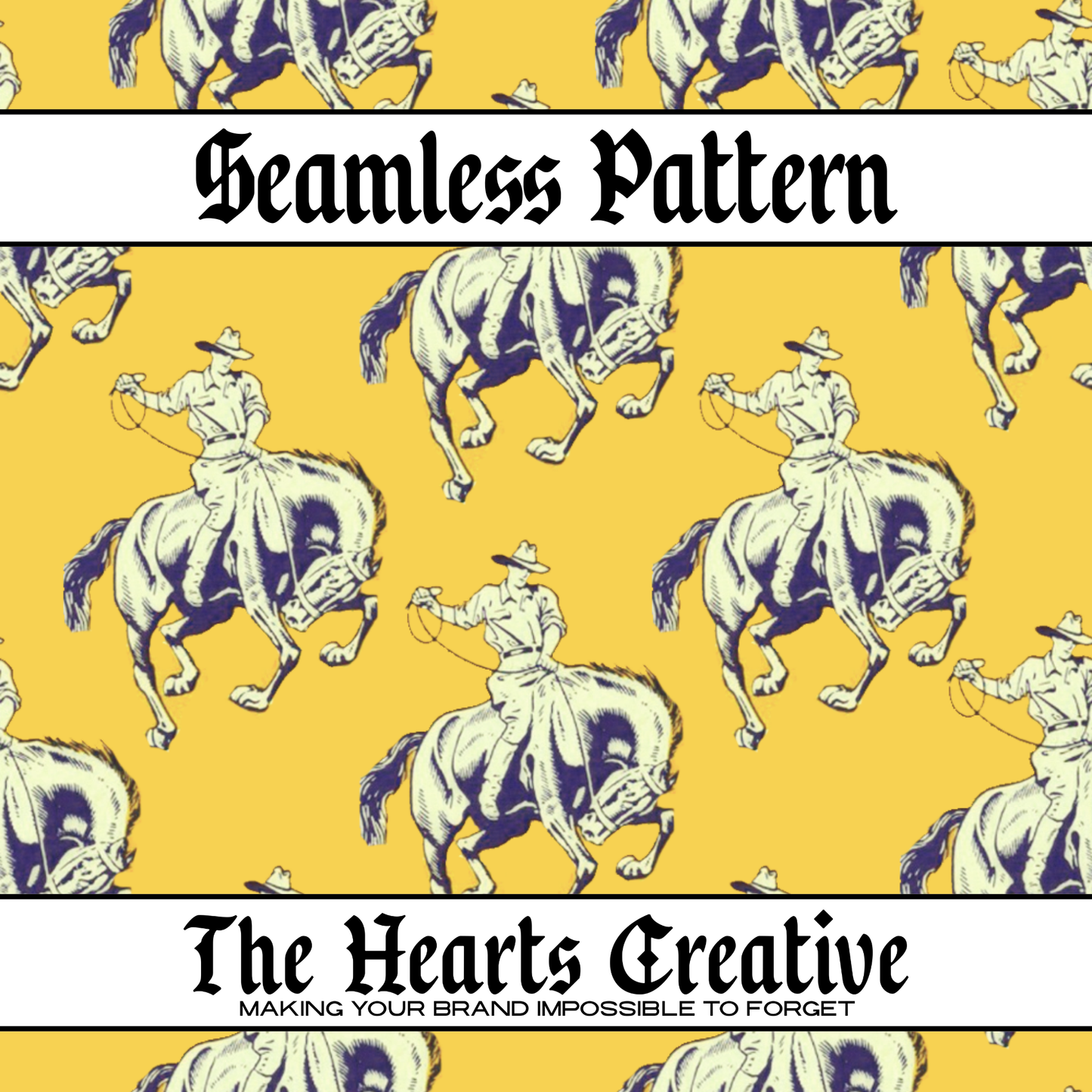 Vintage Cowboy Yellow Seamless Pattern