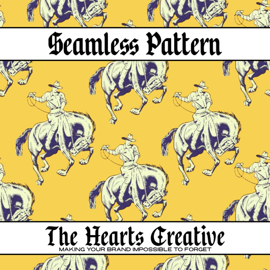 Vintage Cowboy Yellow Seamless Pattern