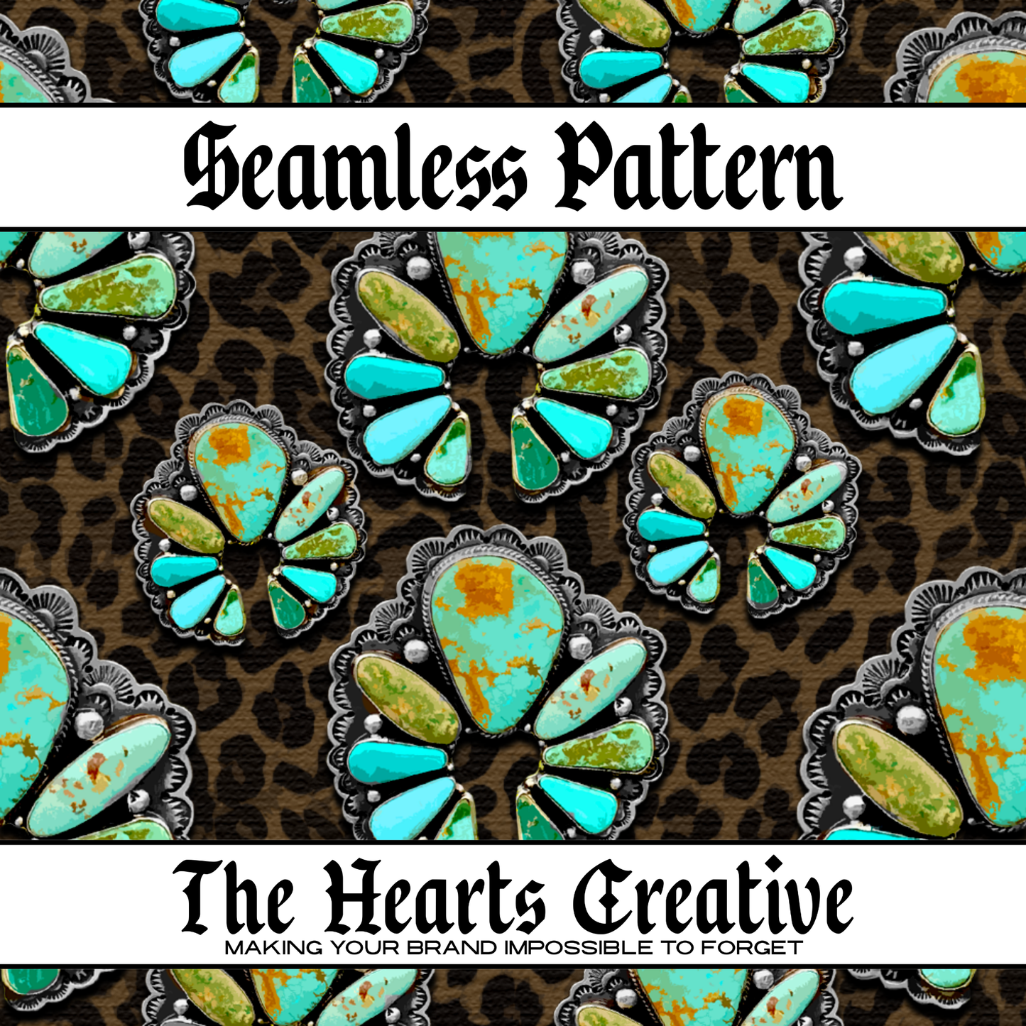 Turquoise Stone Leopard Seamless Pattern