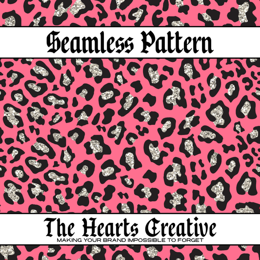 Pink & Silver Glitter Leopard Seamless Pattern