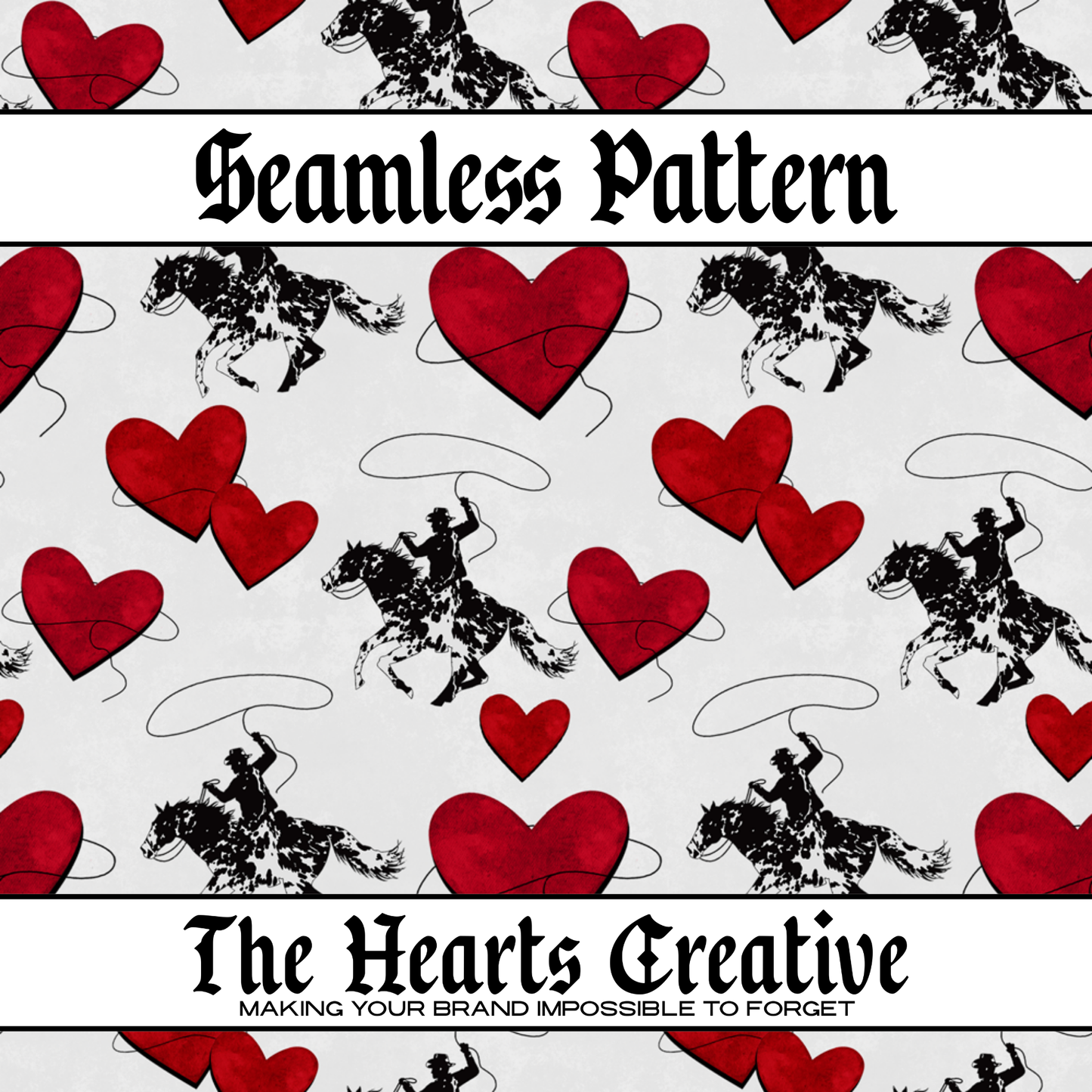 Cowboy Roping Hearts Seamless Pattern