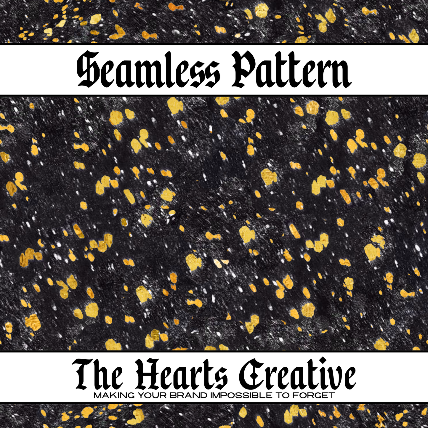 Metallic Gold & Black Cowhide Seamless Pattern