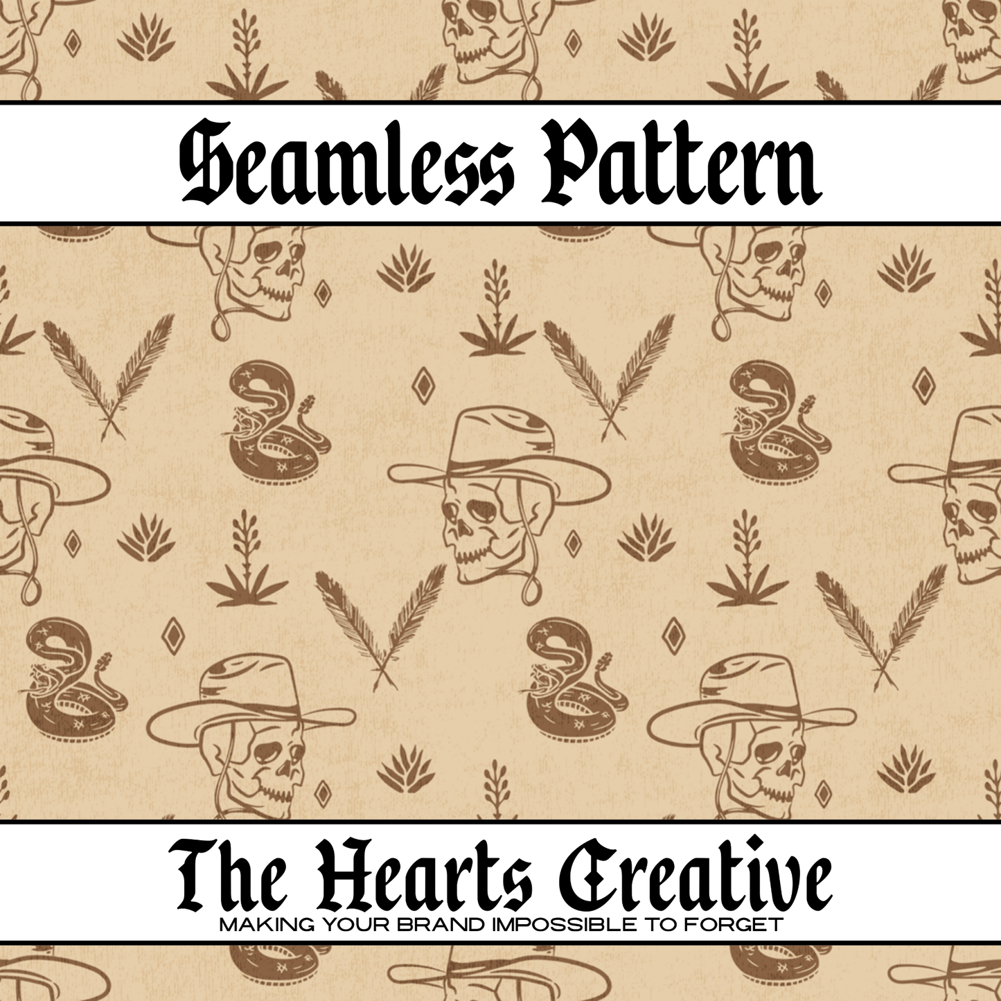 Cowboy Desert Doodles Seamless Pattern