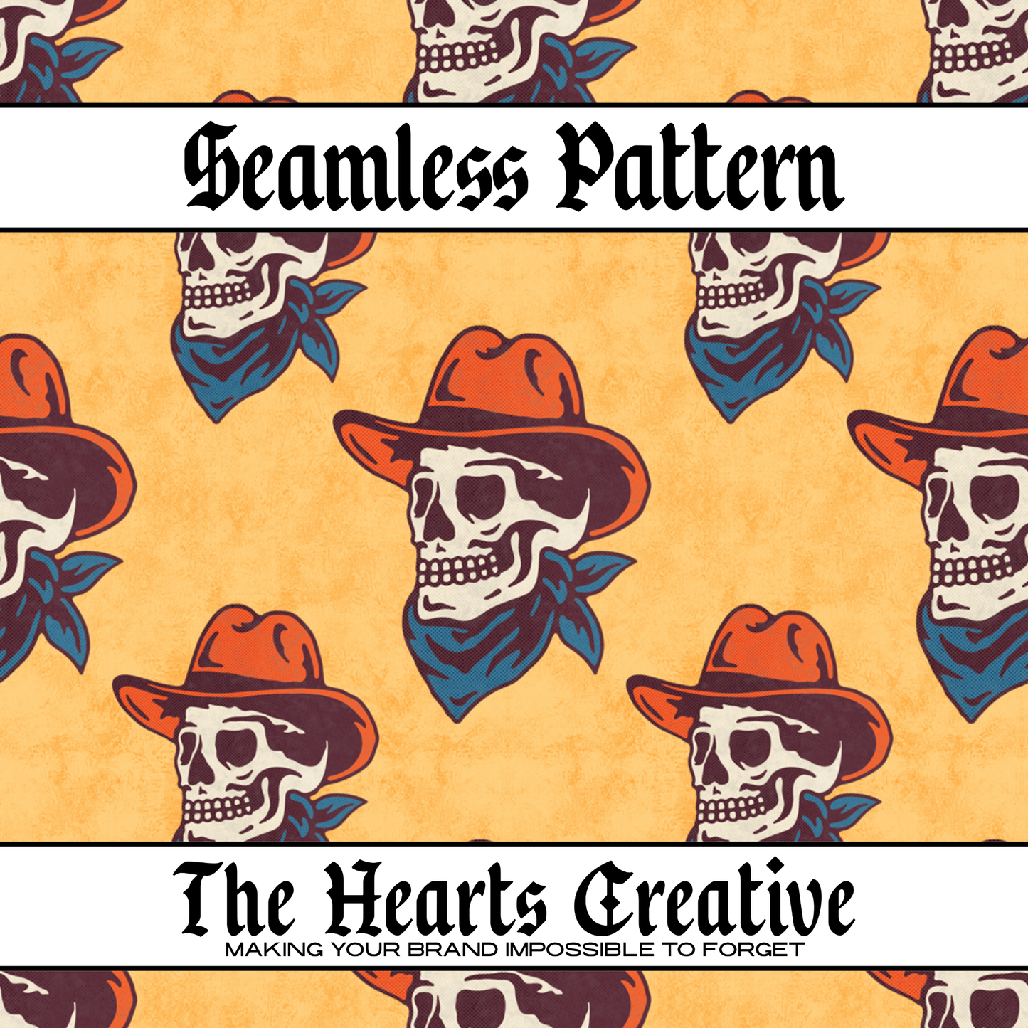 Cowboy Skulls Seamless Pattern