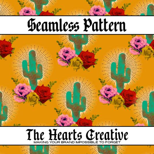 Floral Cactus Seamless Pattern