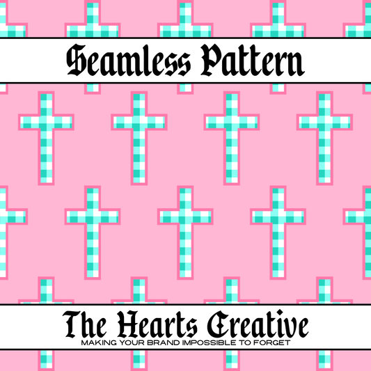 Plaid Cross Pink Seamless Pattern