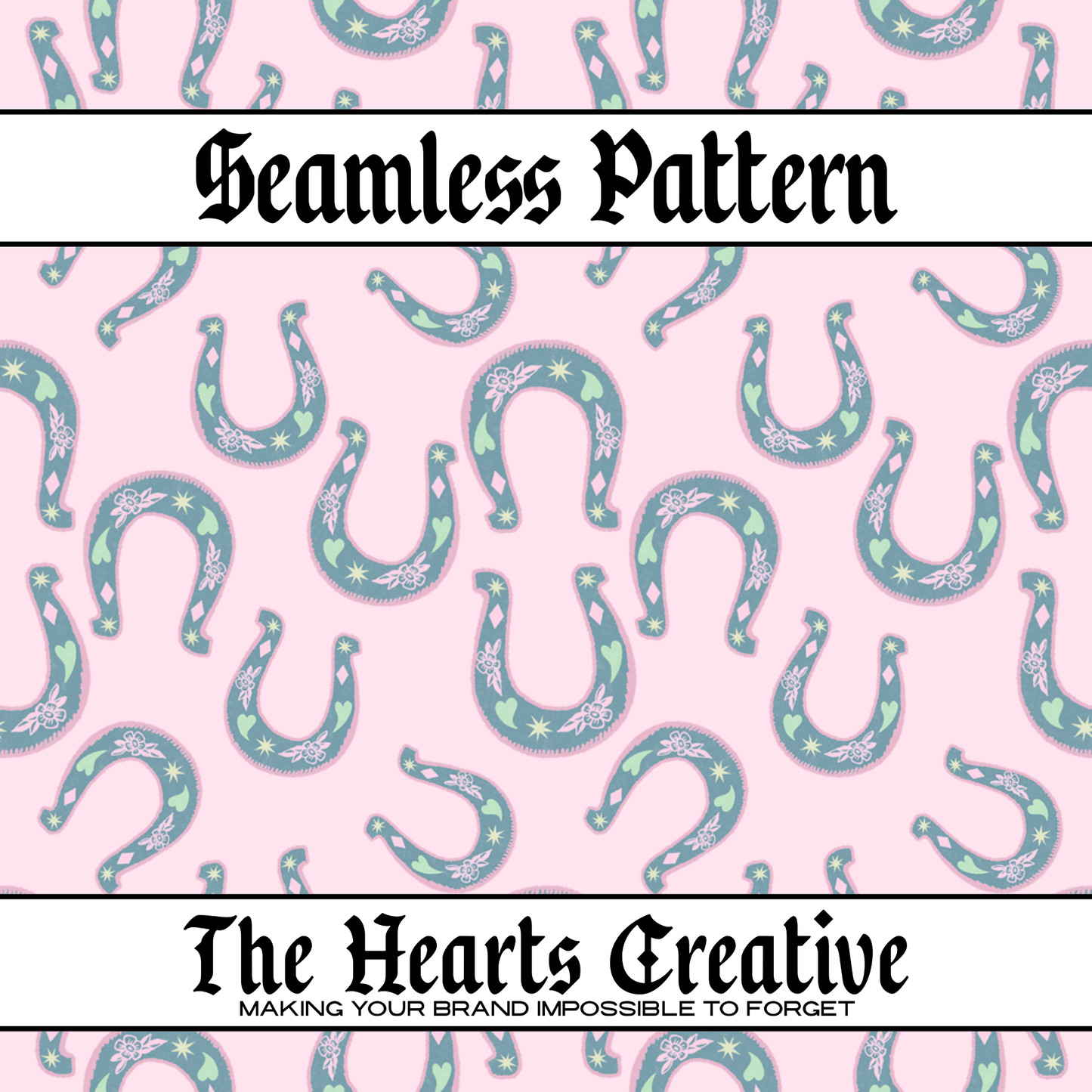 Pink Navy Horseshoes Seamless Pattern