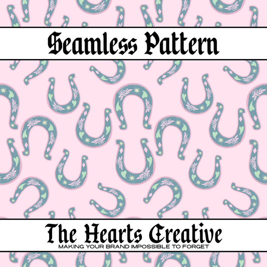 Pink Navy Horseshoes Seamless Pattern