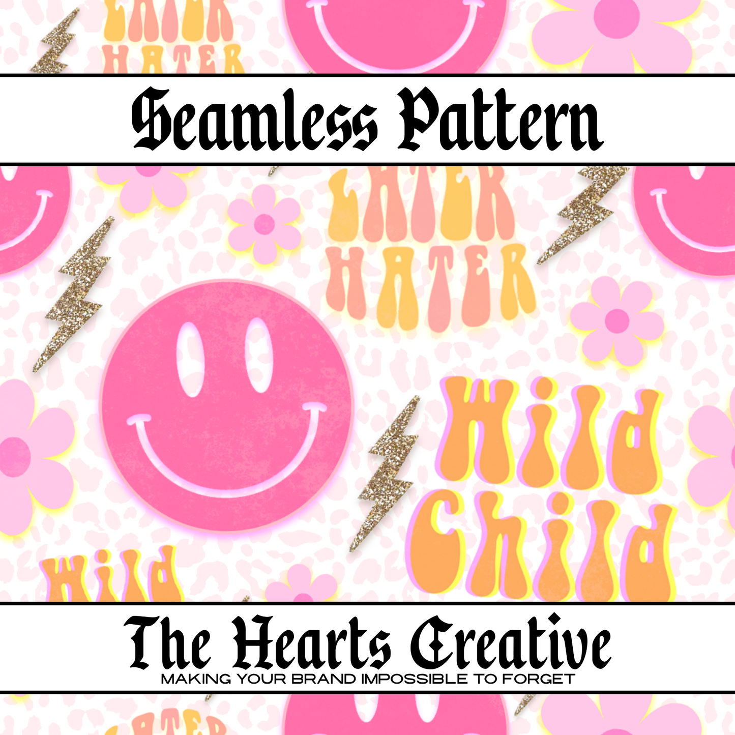 Retro Pink Smiley Seamless Pattern