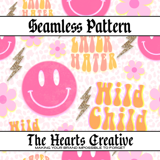 Retro Pink Smiley Seamless Pattern