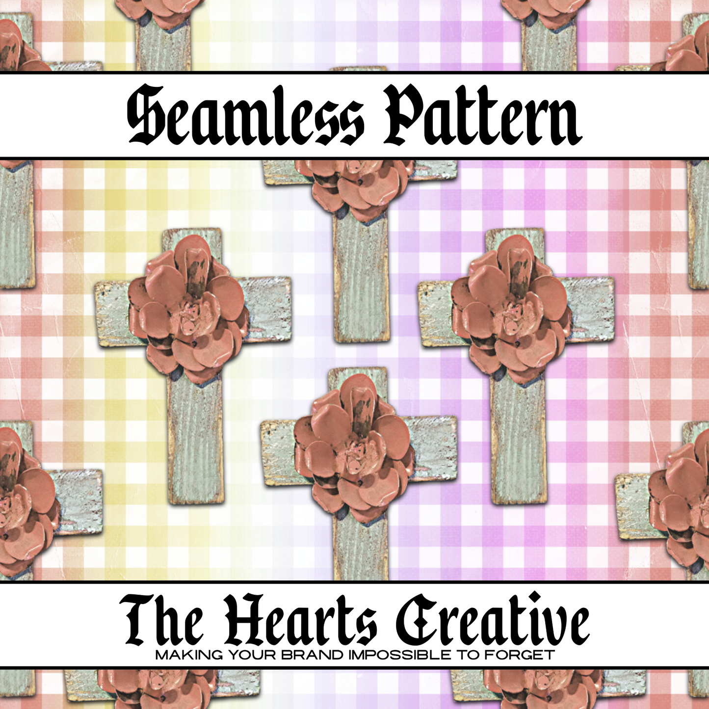 Floral Cross Plaid Seamless Pattern