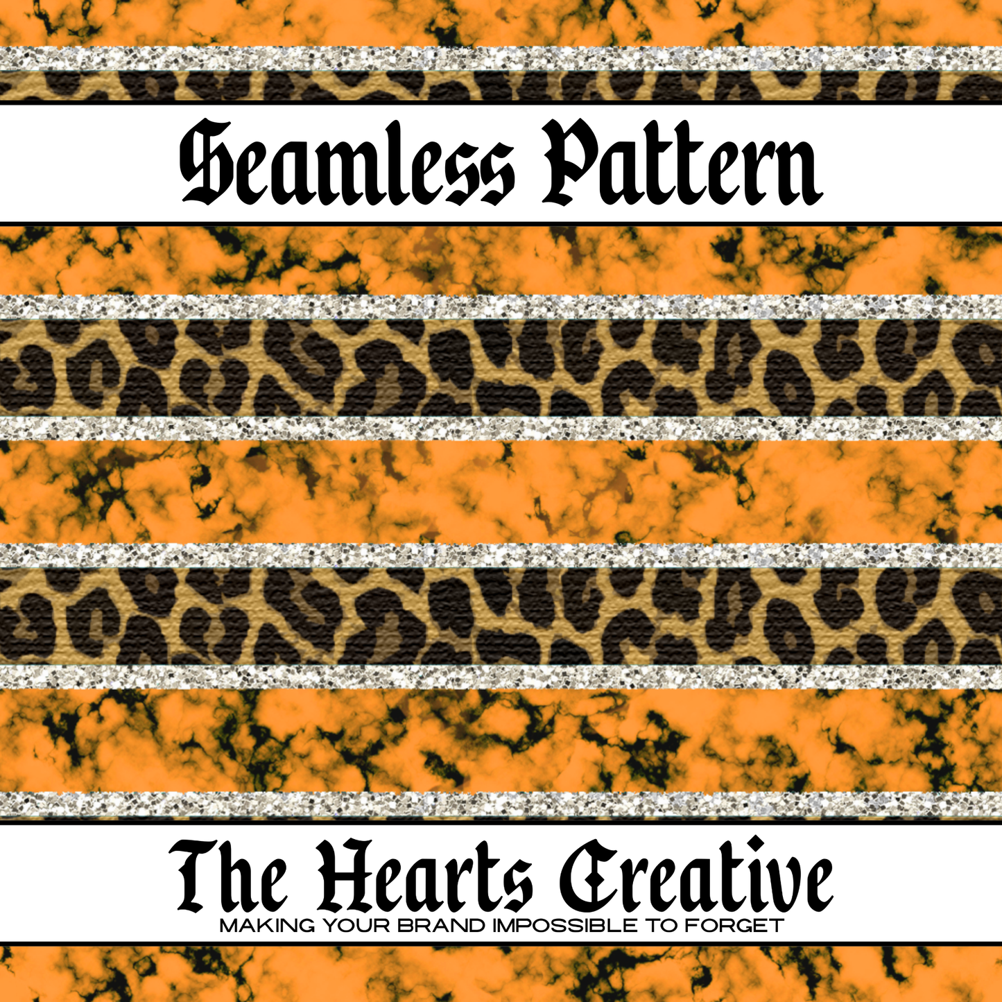 Orange Leopard Glitter Stripe Seamless Pattern