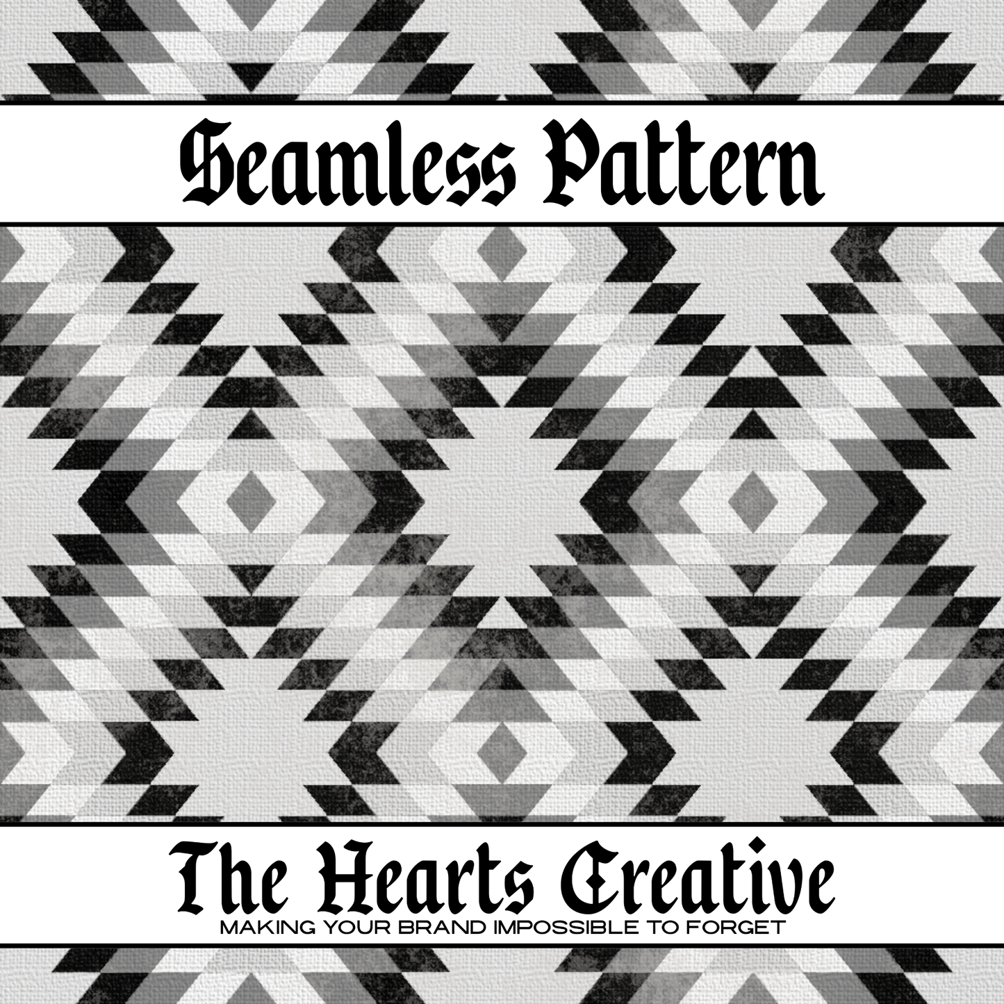 Black & Grey Textured Aztec Seamless Pattern