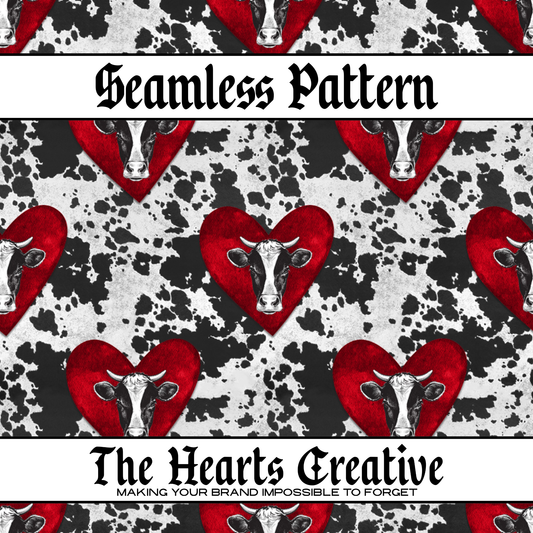 Red Hearts Cowhide Seamless Pattern