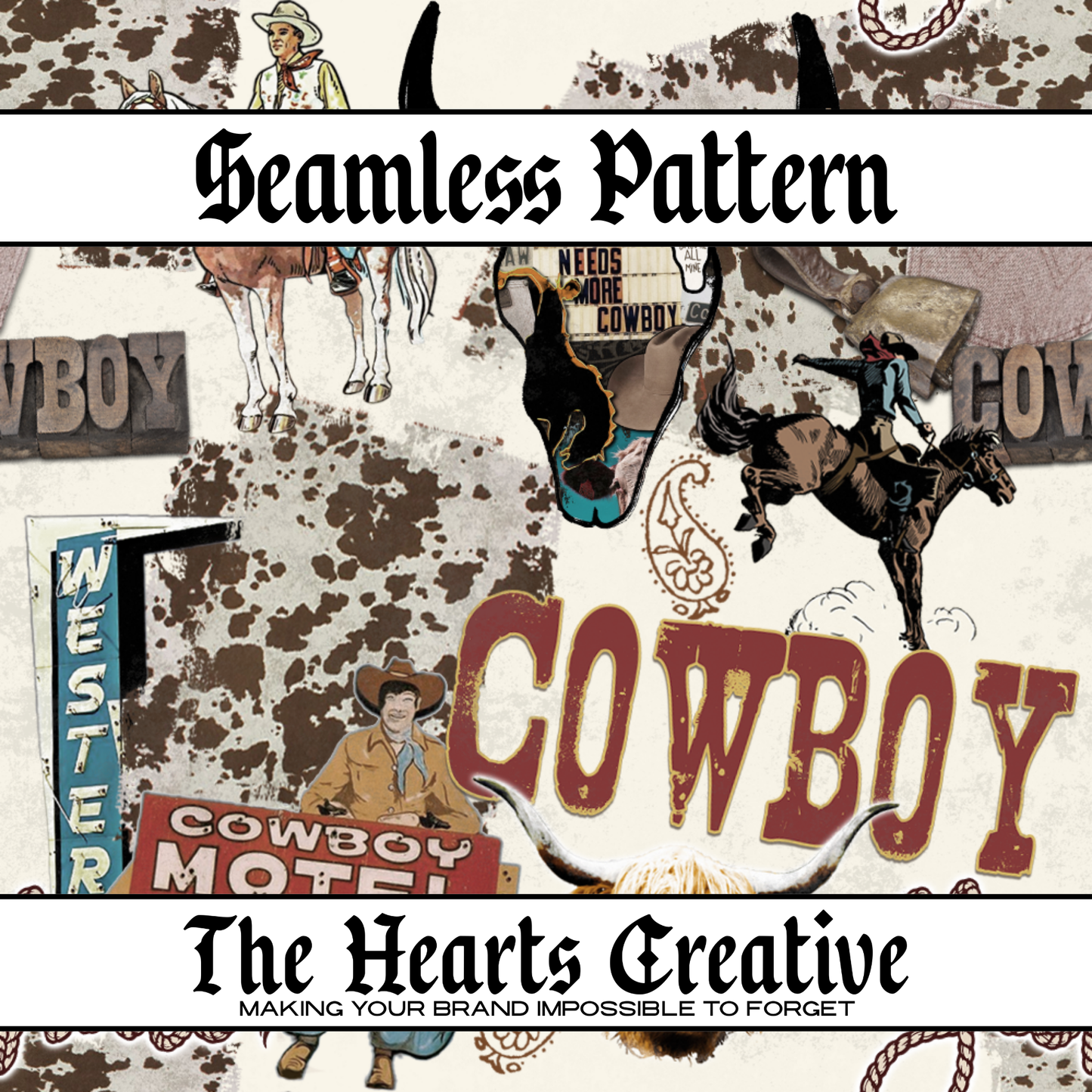 The Cowboy Collage Seamless Pattern