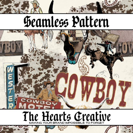 The Cowboy Collage Seamless Pattern