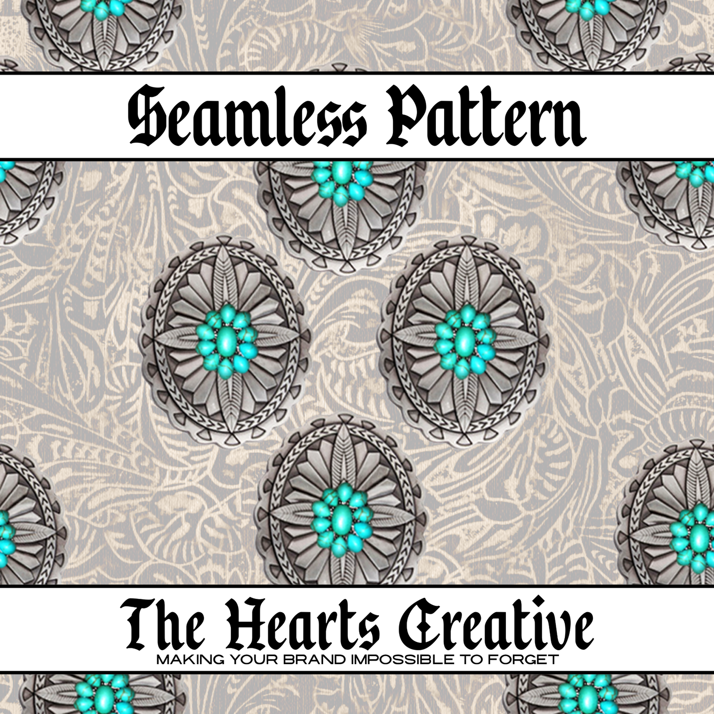 Turquoise Silver Concho Seamless Pattern