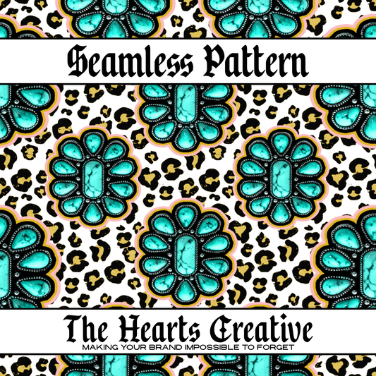 Turquoise Stone Leopard Seamless Pattern