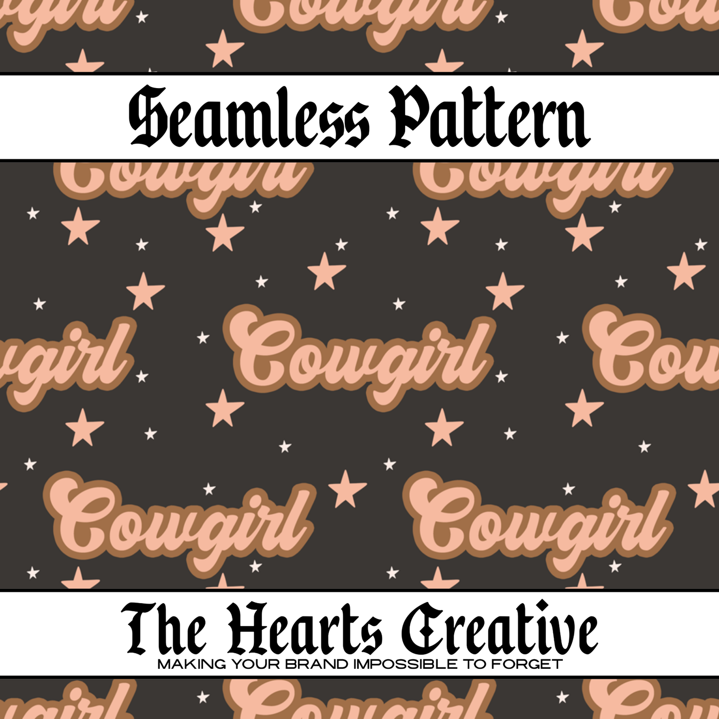 Retro Cowgirl Stars Seamless Pattern