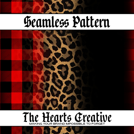 Red Plaid Leopard Seamless Pattern