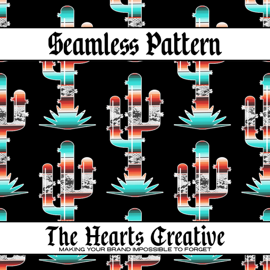 Serape Cactus Seamless Pattern