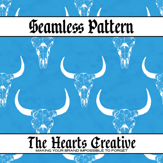 Blue & White Skull Seamless Pattern