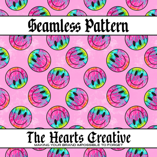 Tie Dye Pink Smiley Seamless Pattern