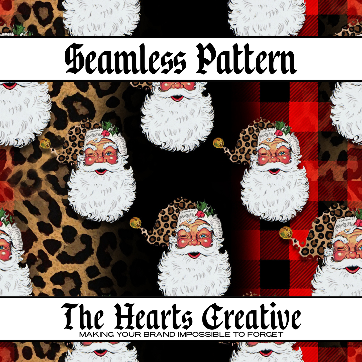 Red Plaid Leopard Santa Seamless Pattern