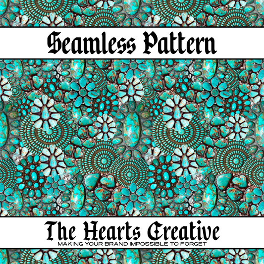 Turquoise Stones Collage Seamless Pattern