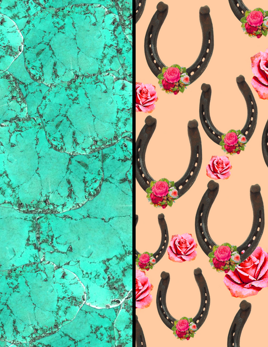 Free Seamless Patterns – Turquoise Slab & Floral Horseshoe