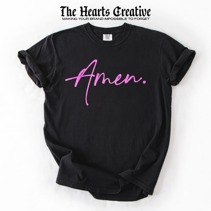 Amen – Shirt Design Download (Pink Lace Texture Script)