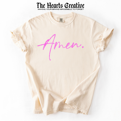Amen – Shirt Design Download (Pink Lace Texture Script)