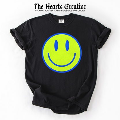 Distressed Smiley – Shirt Design Download (Neon Yellow & Blue)