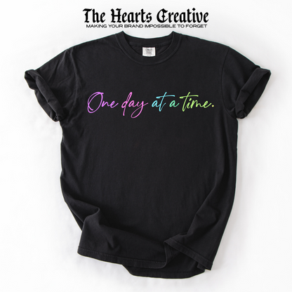 One Day at a Time – Shirt Design Download (Rainbow Pastel Script)