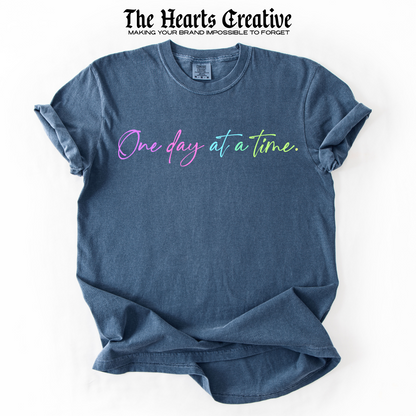 One Day at a Time – Shirt Design Download (Rainbow Pastel Script)