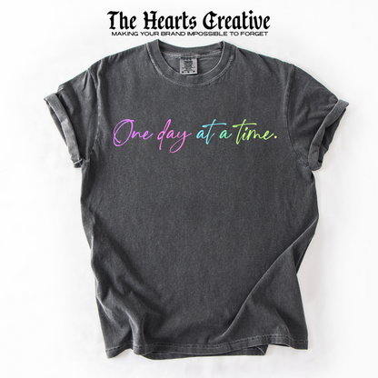 One Day at a Time – Shirt Design Download (Rainbow Pastel Script)