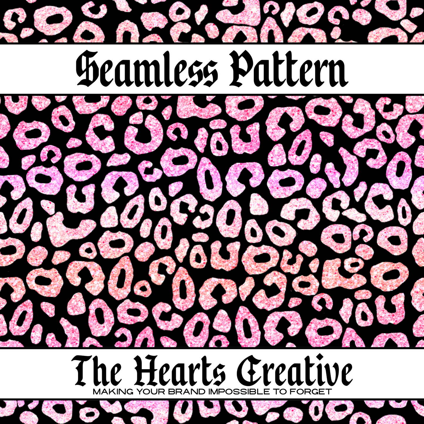 Pink Glitter Leopard Black Seamless Pattern